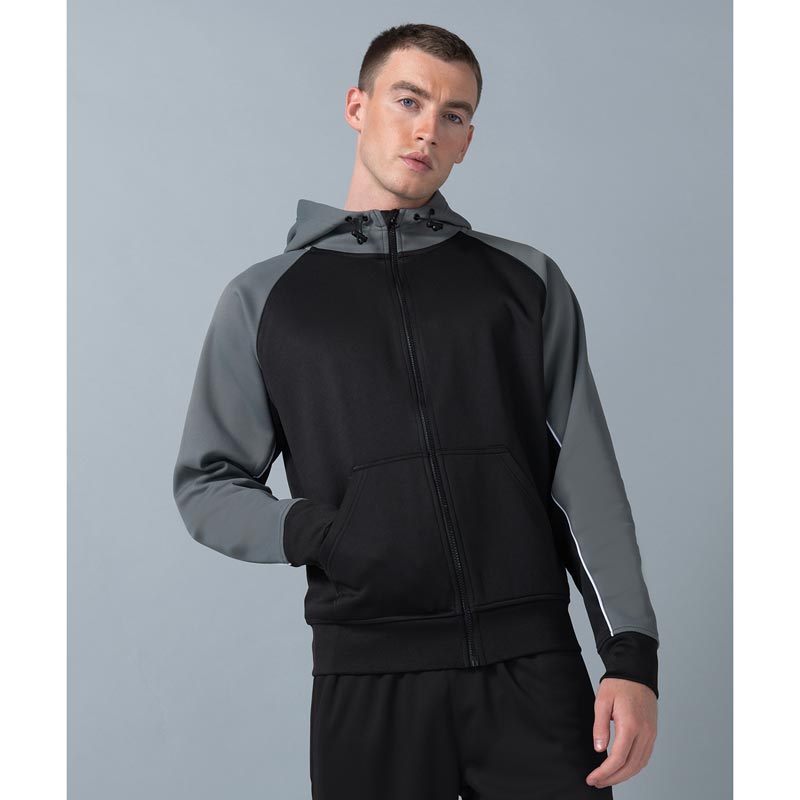 Panelled sports hoodie - Black/Gun Metal Grey/White XS